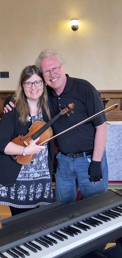 Guest musician violinist Debbie Miles (daughter of church members Richard & Janet Miles) with Peter Grant (piano) at the Remembrance Day church service on November 12, 2023 at St. Luke's.